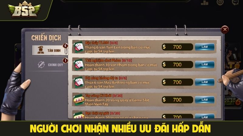 Người chơi nhận nhiều ưu đãi hấp dẫn